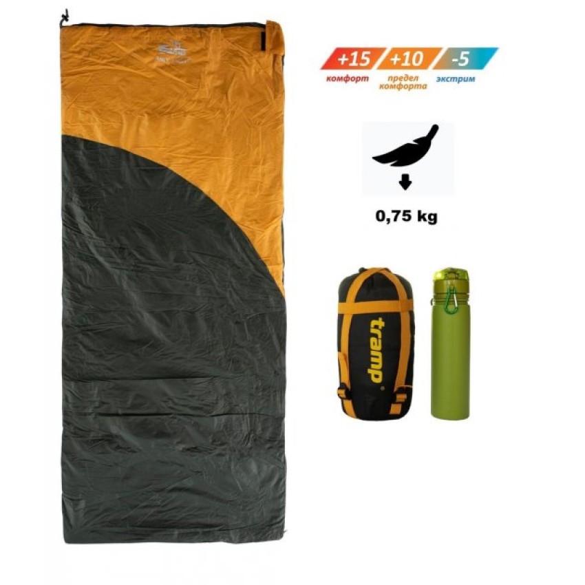 Спальный мешок Tramp Airy Light одеяло с капюшон левый желтый/серый 190/80 UTRS-056