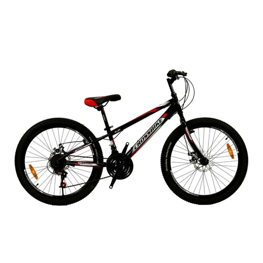 Велосипед 24" CrossBike Spark D-Steel Рама-11" черно-красный