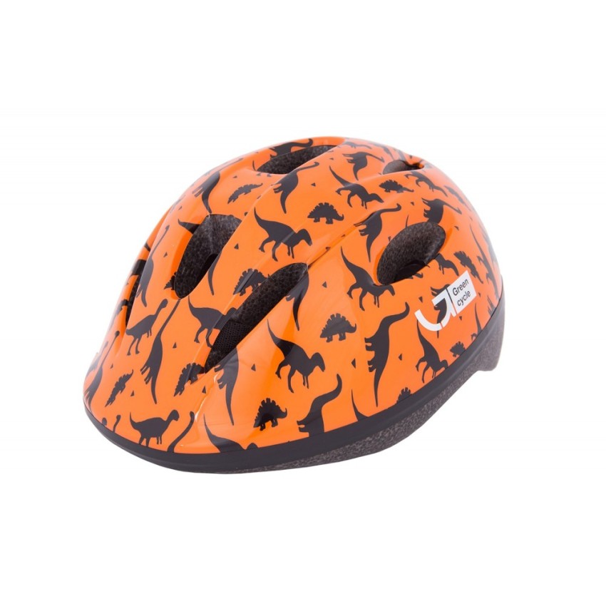 Шлем детский Green Cycle Dino оранжево-чёрный (48-52)