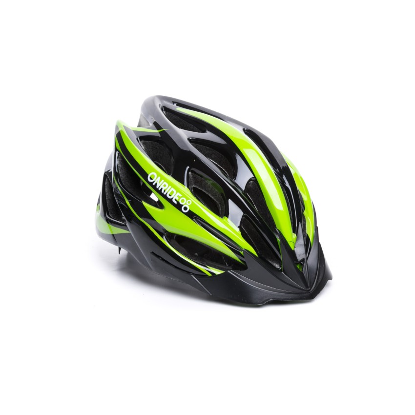 Шлем OnRide Mount глянцевый, черный/зелёный L (58-61 см)