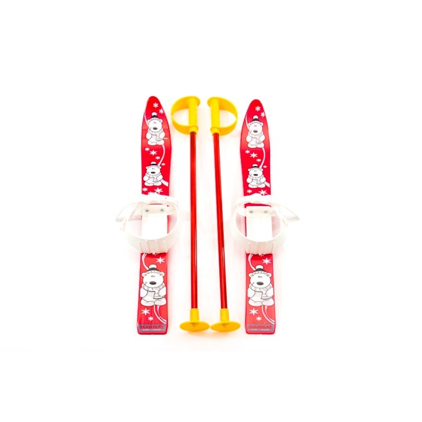 Лыжи с палками Marmat детские пласт., длина-70см красный