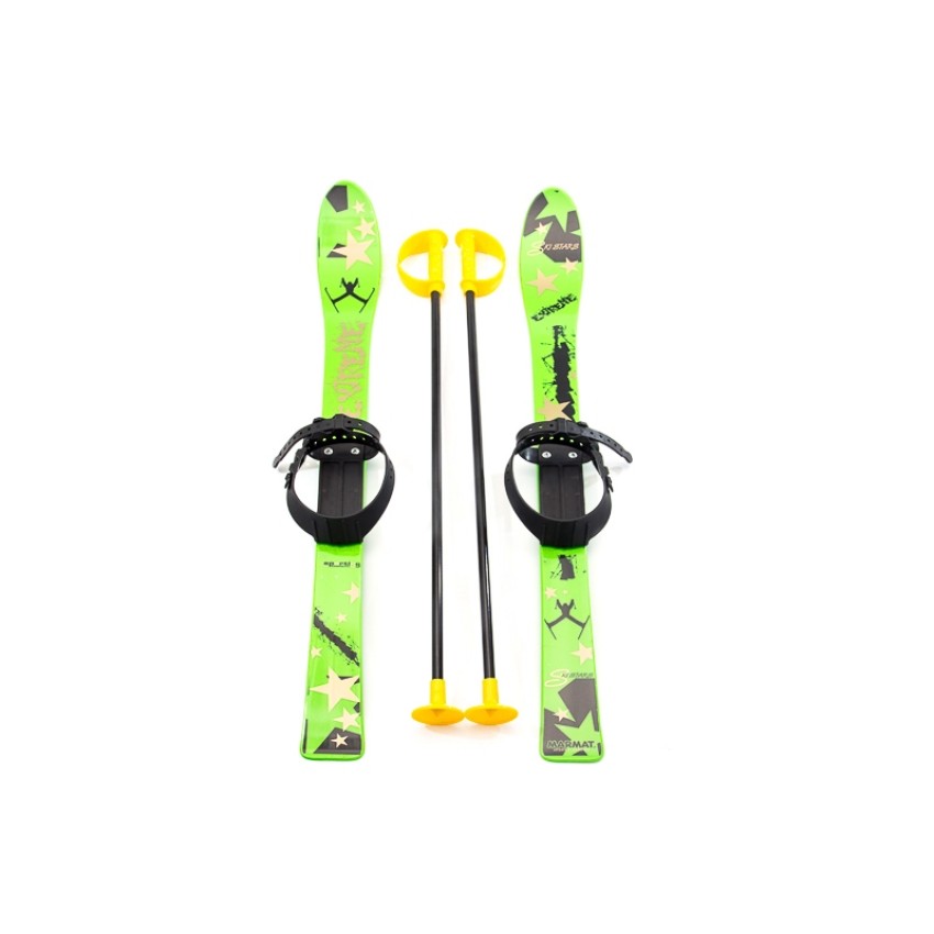 Лыжи с палками Marmat детские пласт., длина-90см зеленый