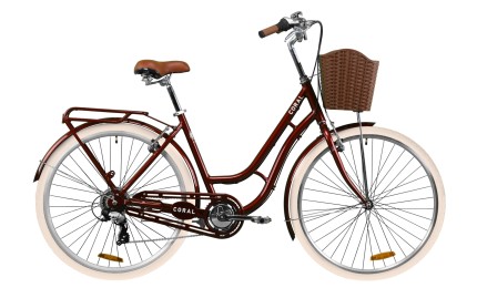 Велосипед Дорожник (Dorozhnik) 28 CORAL рама-19" AL с багажником зад St, с крылом St, с корзиной Pl 2020 рубиновый