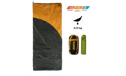 Спальный мешок Tramp Airy Light одеяло с капюшон левый желтый/серый 190/80 UTRS-056