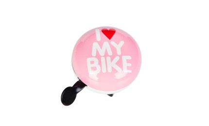 Звонок Green Cycle GBL-458 I love my bike 80 мм, розовый