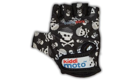 Велоперчатки детские Kiddimoto черные с черепами S