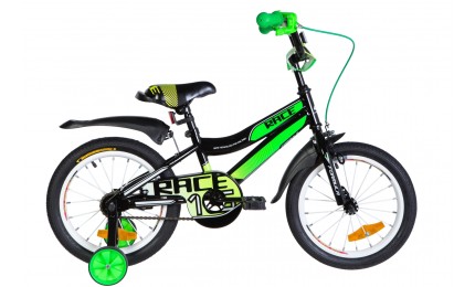 Детский велосипед 16" RACE рама-9" с крылом Pl 2021 чорно-зелений з білим
