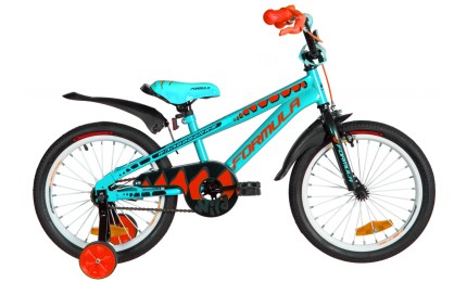 Детский велосипед 18" WILD рама-9" с крылом Pl 2020 бирюзово-черный с оранжевым