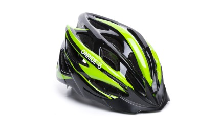 Шлем OnRide Mount глянцевый, черный/зелёный L (58-61 см)