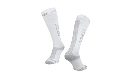 Носки спортивные с компрессионным эффектом высокие FORCE ATHLETIC PRO COMPRESS, white-grey S-M