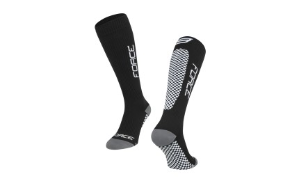 Носки спортивные с компрессионным эффектом высокие FORCE ATHLETIC PRO COMPRESS,black-white L-XL