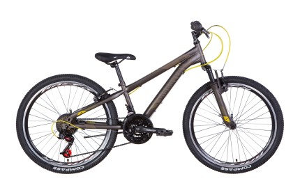 Велосипед 24" Discovery RIDER AM Vbr 2022 (темно-серебристый с желтым)
