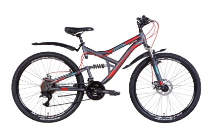 Велосипед 26" Discovery CANYON AM2 DD 2022 (темно-серый с красным и голубым)
