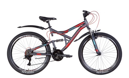 Велосипед 26" Discovery CANYON AM2 Vbr 2022 (темно-серый с красным и голубым)
