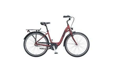 Велосипед KTM CITY FUN 26" рама D-W 43, бордовий (чорно-сірий), 2021