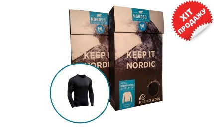 Термобелье NordSox Men`s Undershirt Black 50% Wool - 50% PES верх