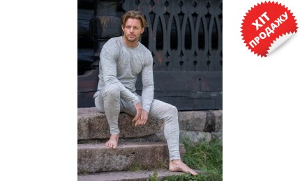 Комплект мужского термобелья из шерсти мериноса Neomondo Men Undershirt Grey 70% Wool - 30% PES