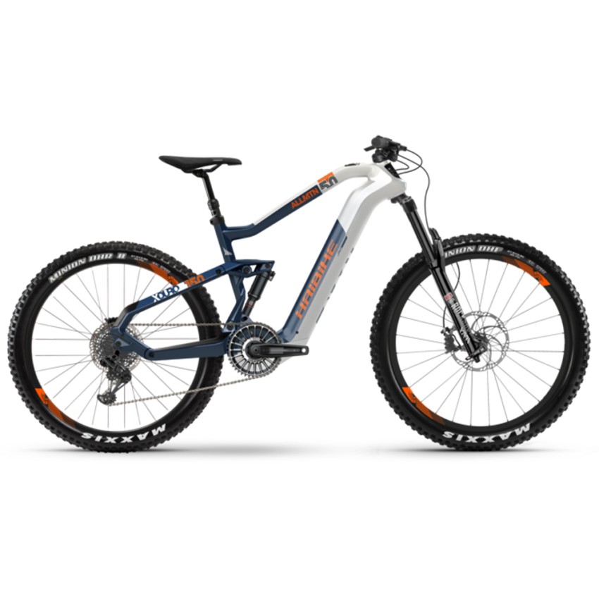 Электровелосипед HAIBIKE XDURO AllMtn 5.0 Carbon FLYON, 27.5", бело-сине-оранжевый