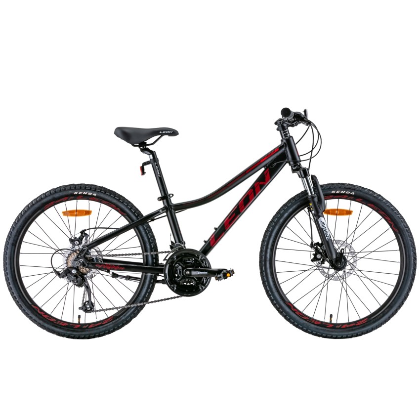 Велосипед 24" LEON JUNIOR AM DD 2022 (чорний з червоним (м)) рама - 12"