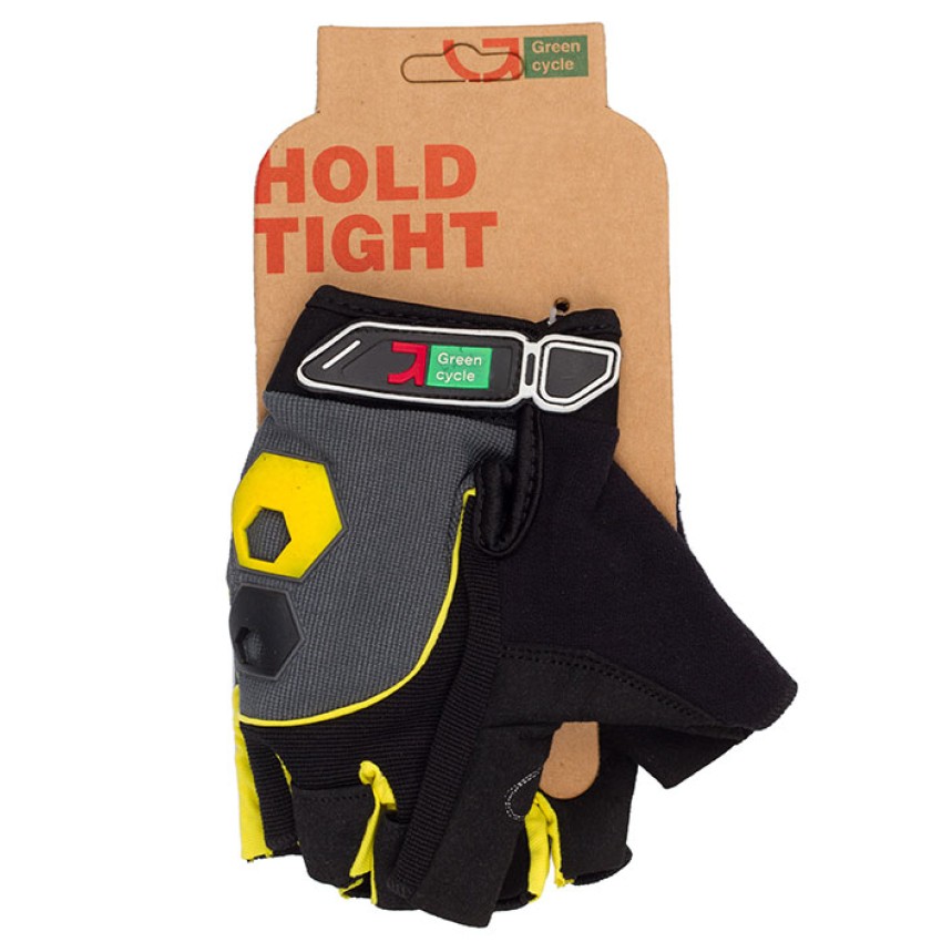 Велоперчатки без пальцев Green Cycle NC-2503-2015 MTB Gel L черно-желтый