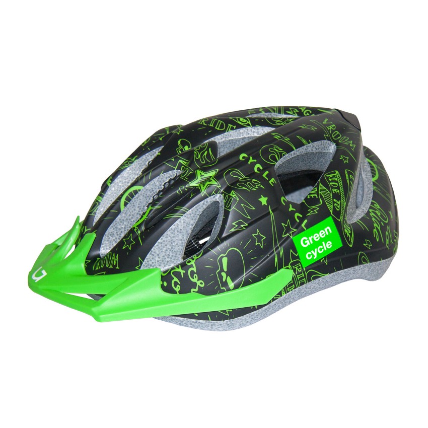 Шлем детский Green Cycle Fast Five черно-зеленый (50-56)