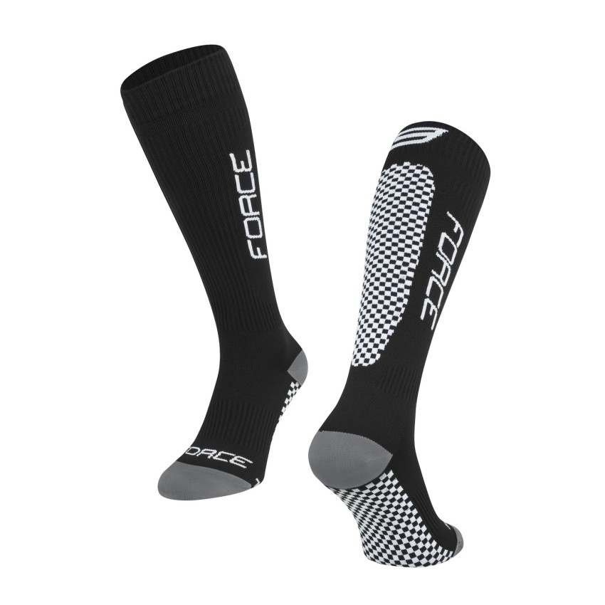 Шкарпетки спортивні з компресійним ефектом високі FORCE ATHLETIC PRO COMPRESS,black-white L-XL