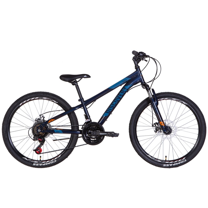 Велосипед 24" Discovery RIDER AM DD 2022 (темно-синій з помаранчевим)