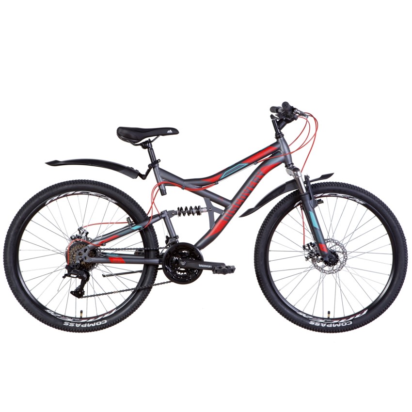 Велосипед 26" Discovery CANYON AM2 DD 2022 (темно-сірий із червоним і блакитним)