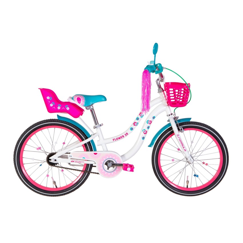 Велосипед 20" Formula FLOWER PREMIUM 2022 (білий з рожевим і бірюзовим)