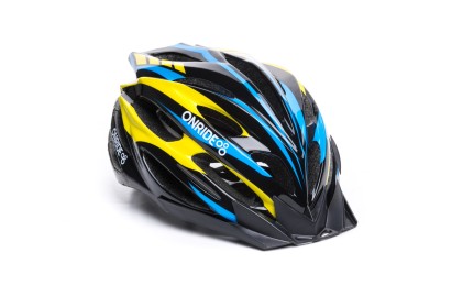 Шлем OnRide Grip глянцевый, черный/желтый/голубой L (58-61 см)