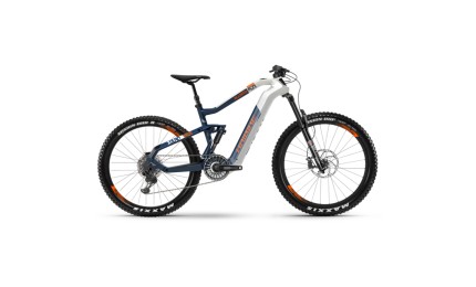 Электровелосипед HAIBIKE XDURO AllMtn 5.0 Carbon FLYON, 27.5", бело-сине-оранжевый