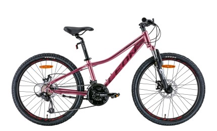 Велосипед 24" LEON JUNIOR AM DD 2022 (рожевий з чорним (м)) рама - 12"