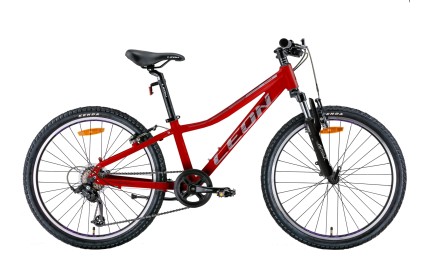 Велосипед 24" LEON JUNIOR AM Vbr 2022 (червоний з сірим) рама - 12"