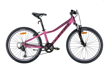 Велосипед 24" LEON JUNIOR AM Vbr 2022 (рожевий з чорним (м)) рама - 12"