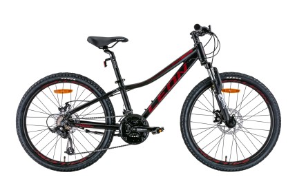 Велосипед 24" LEON JUNIOR AM DD 2022 (чорний з червоним (м)) рама - 12"