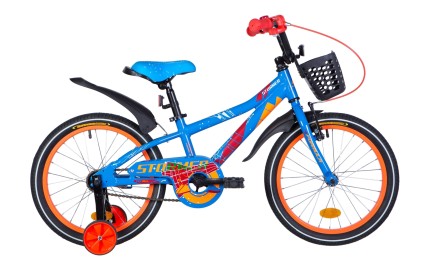 Дитячий велосипед 18" Stormer рама-9" AL з крилом Pl з кошиком Pl 2021 синє-помаранчевий