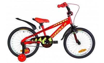 Дитячий велосипед 18" WILD рама-9" с крылом Pl 2021 червоно-чорний з салатовим