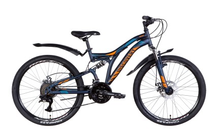 Велосипед 24" Discovery ROCKET AM2 DD 2022 (темно-синій з помаранчевим)