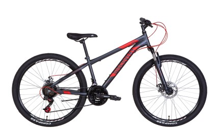 Велосипед 26" Discovery RIDER AM DD рама-16" 2022 (темно-сріблястий з червоним)
