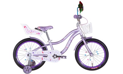Велосипед 18" Formula ALICIA 2022 з багажником для ляльок (бузковий)